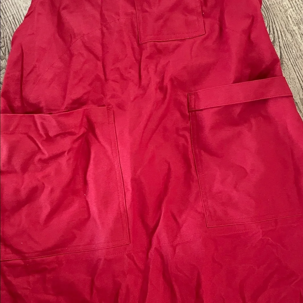 Williams Sonoma Red Canvas Utility Apron Dress with Cream Straps